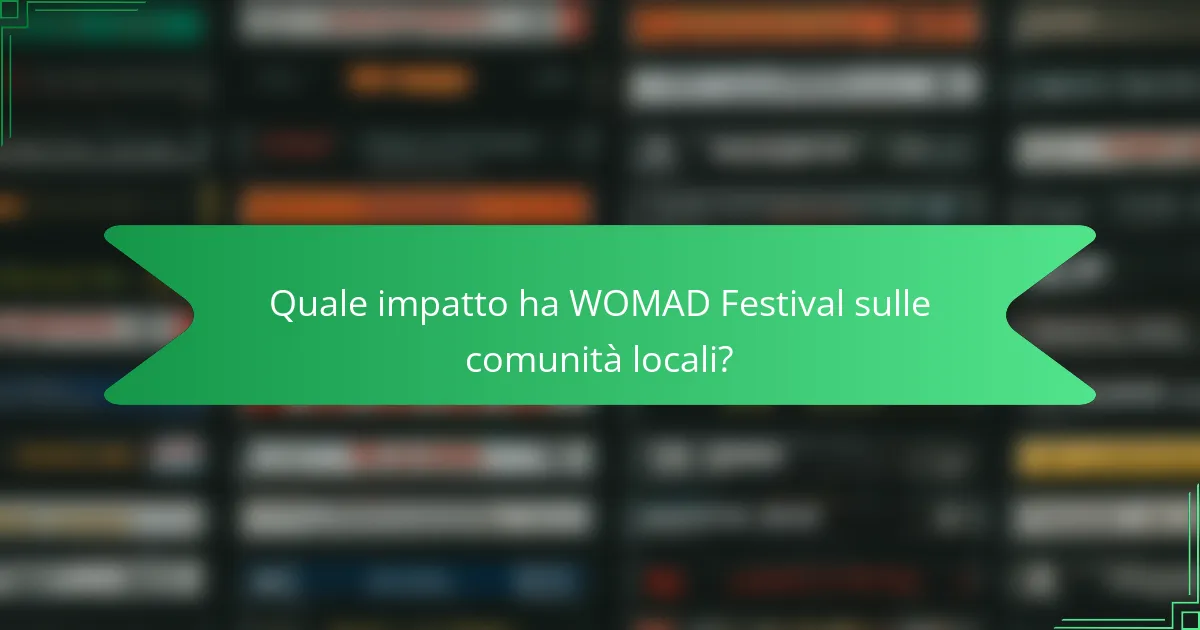 Quale impatto ha WOMAD Festival sulle comunità locali?