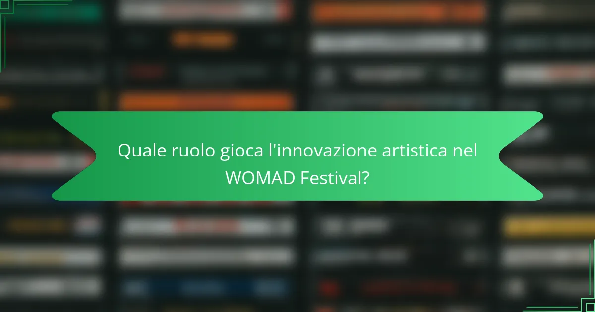Quale ruolo gioca l'innovazione artistica nel WOMAD Festival?