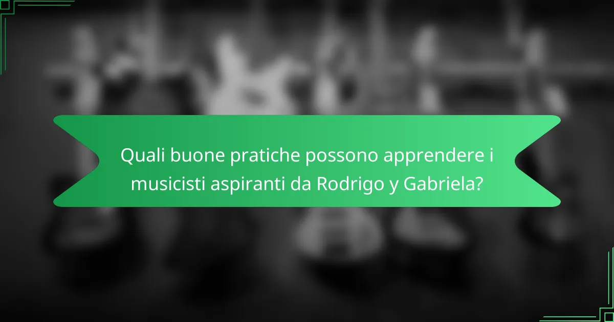 Quali buone pratiche possono apprendere i musicisti aspiranti da Rodrigo y Gabriela?