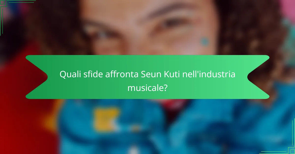 Quali sfide affronta Seun Kuti nell'industria musicale?