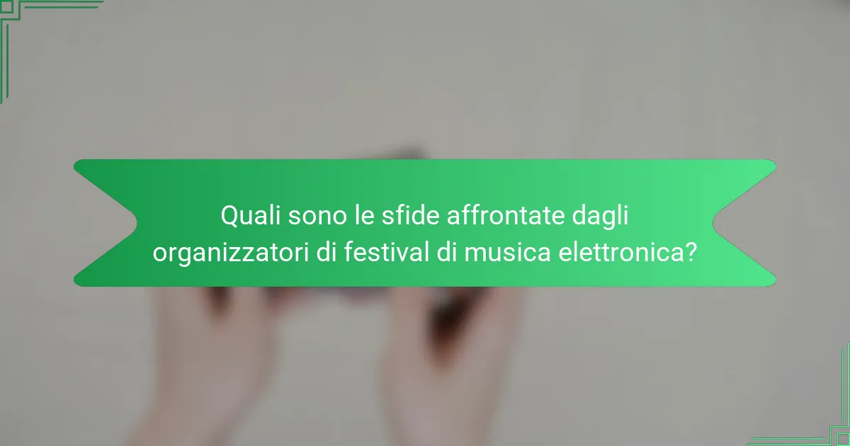 Quali sono le sfide affrontate dagli organizzatori di festival di musica elettronica?